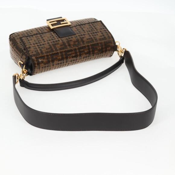 FENDI Zucca Canvas Mamma Bucket Shoulder Bag Sequin Brown Gold - Picture 9 of 14